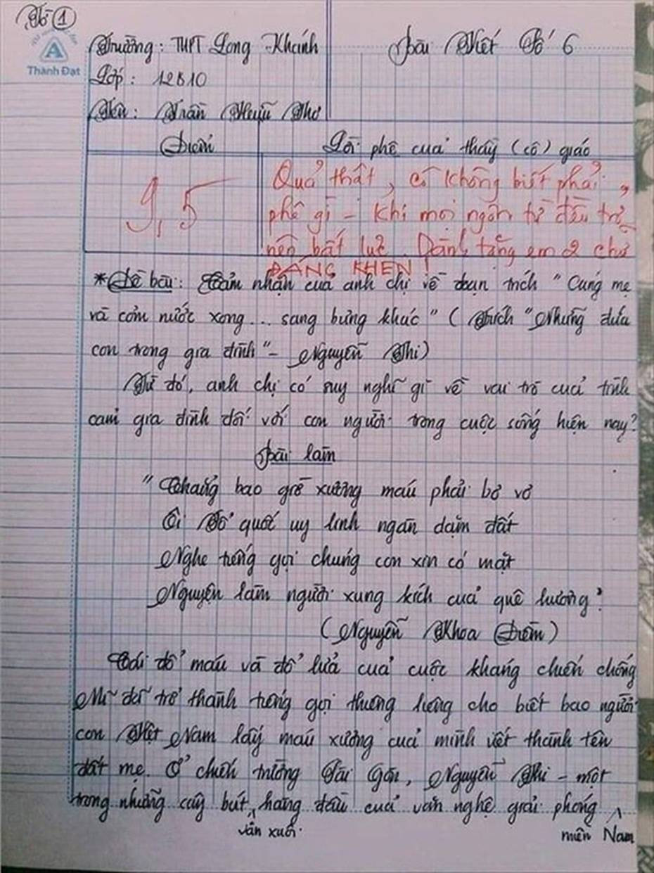 Bài văn xuất sắc dài 18 trang của nam sinh, cô giáo đọc xong không biết phải phê gì